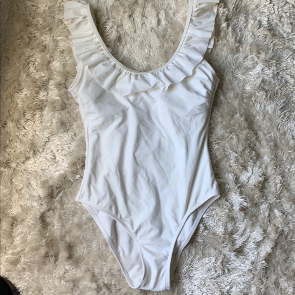 White ruffle one piece swimsuit size Small
